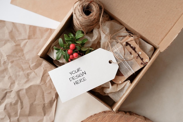 Eco-Friendly Christmas Zero Waste Tag Mockup: Download Free Stock Photo for Holiday Decor