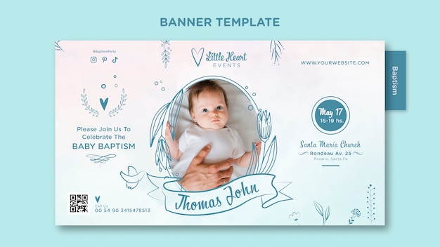 Flat Design Baptism Banner Template – Free Download