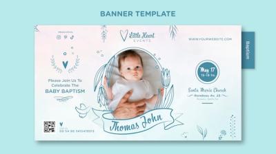 Flat Design Baptism Banner Template – Free Download