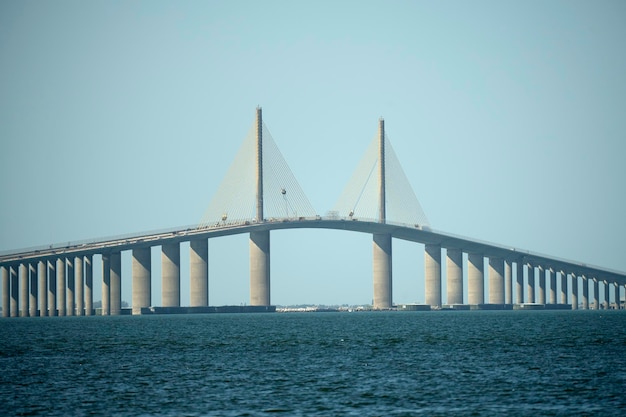 Sunshine Skyway Bridge over Tampa Bay, Florida: A Glimpse of Transportation Infrastructure – Free Stock Photo for Download