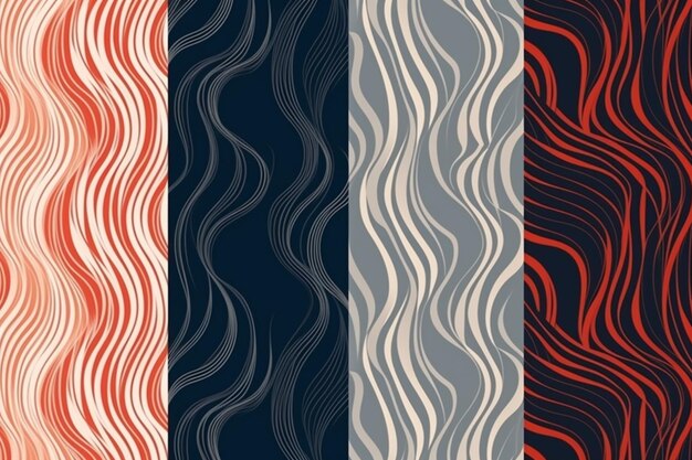 Trendy Abstract Wavy Backgrounds with Seamless Striped Patterns and Diagonal Vertical Lines – Free Download