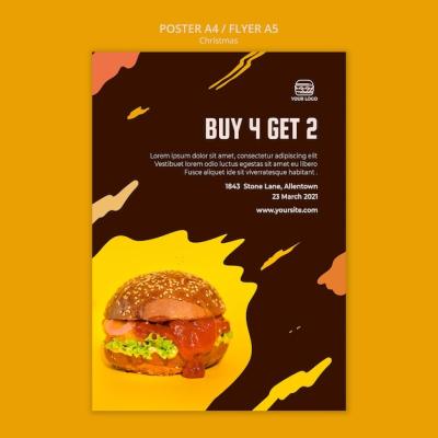 Eye-Catching Burger Restaurant Poster – Free Download