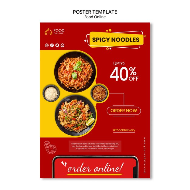 Online Food Concept Poster Mock-Up – Download Free Stock Photo