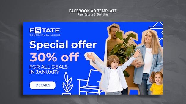 Flat Design Real Estate Facebook Template – Download Free Stock Photo