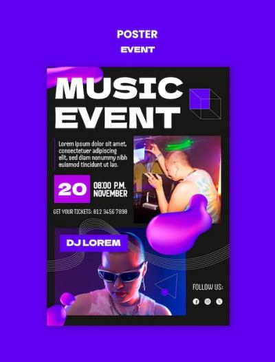 Music Event Poster Template Design – Free Download