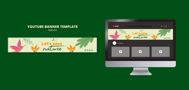 Flat Design Save Nature YouTube Banner Template – Free Download