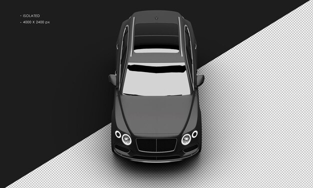 Realistic Matte Black Luxury High Performance SUV Car from Top Front View – Free Download