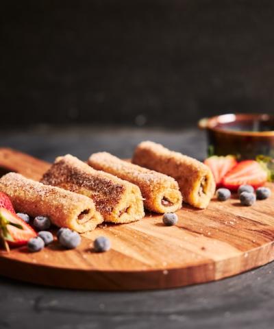 Toast Rolls with Berries on a Wooden Plate – Free Download