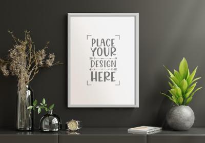 A Framed Picture on a Wall: Place Your Design Here – Free Download