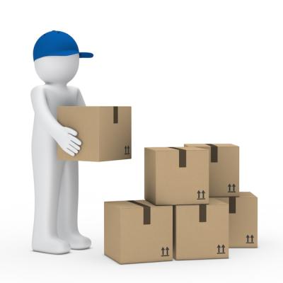 3D Person Holding a Box Next to Other Boxes – Free Download