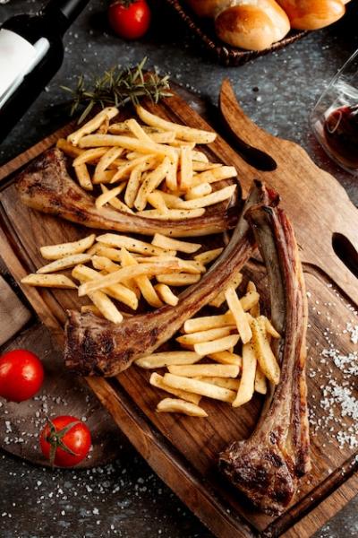 Fresh Kebab with French Fries on Wooden Board – Free Stock Photo, Download for Free