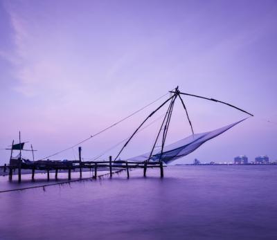 Chinese Fishnets at Sunset in Kochi, Kerala, India – Free Download