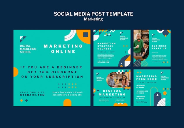 Flat Design Marketing Instagram Post Templates – Free to Download