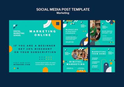 Flat Design Marketing Instagram Post Templates – Free to Download