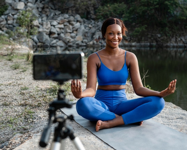 African American Yoga Teacher Practicing Outdoors – Free Download