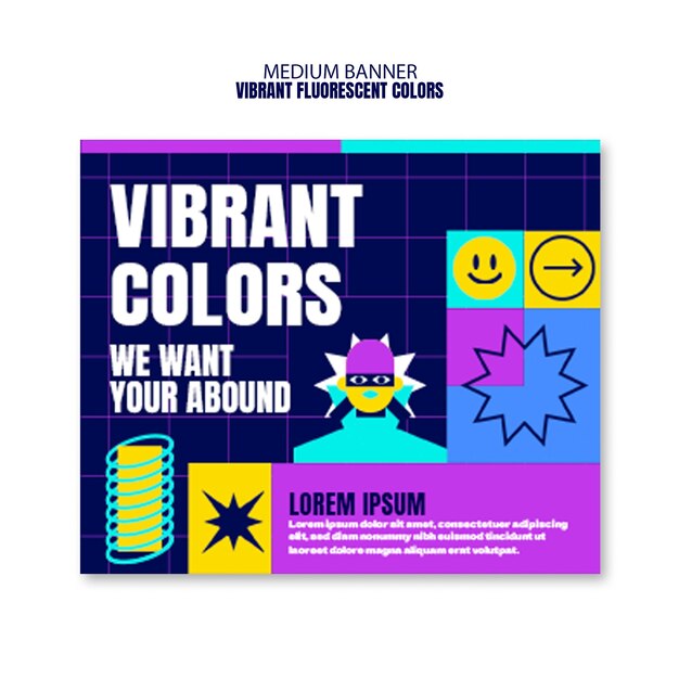 Vibrant Fluorescent Colors Template Design – Free Download