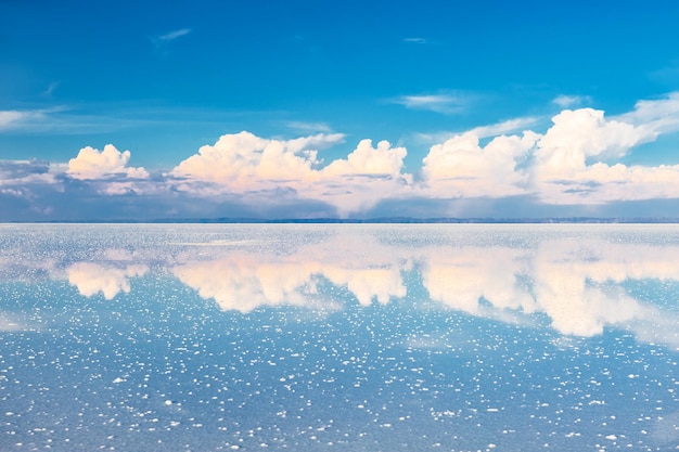 Mirror Surface of Salar de Uyuni Salt Flat at Sunset in Altiplano, Bolivia – Free Download