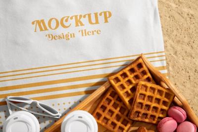 Tablecloth on Beach Sand with Waffles – Free to Download