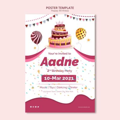 Happy Birthday Theme Poster Template – Free to Download