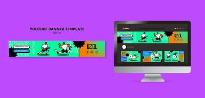 Vibrant Illustration Football YouTube Banner Template – Free Download