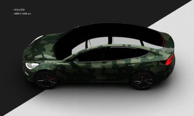 Realistic Metallic Green Camouflage Electric Executive Car – Free Download