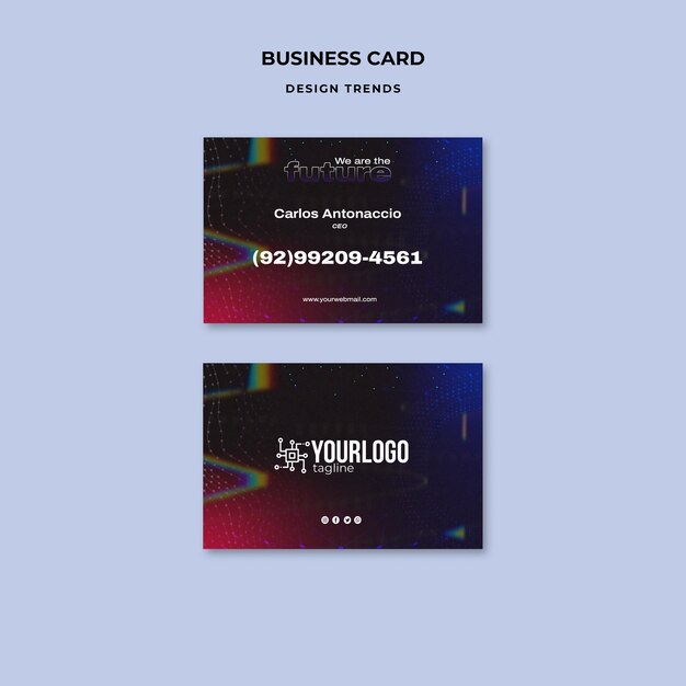 Horizontal Business Card Template for Virtual Reality Tech – Free Download