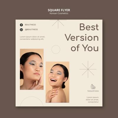 Korean Cosmetics Square Flyer Template – Free to Download