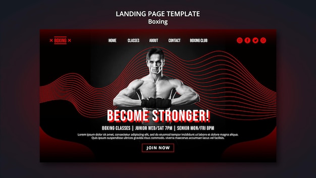 Boxing Landing Page Template Featuring Stunning Visuals – Free Download