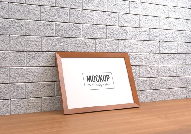 Horizontal Side View Wooden Photo Frame Mockup – Free Download