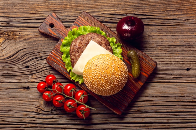 Breaking Down the Essentials: Burger Ingredients on a Cutting Board – Free Stock Photo, Download for Free