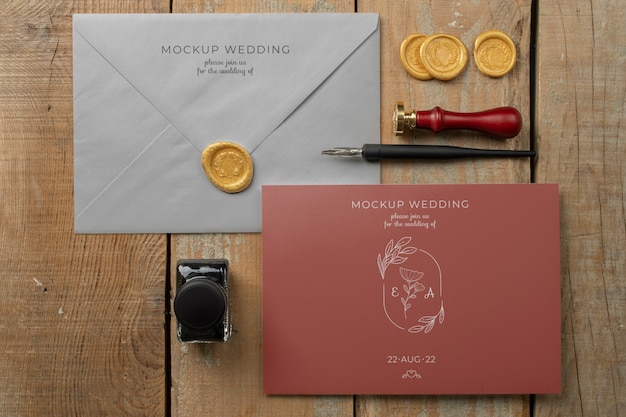 Beautiful Wedding Table Setup with Invitation Mockup â Free to Download