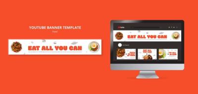 All You Can Eat Restaurant YouTube Banner Template – Free to Download