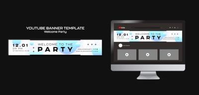 Gradient Welcome Party YouTube Banner – Free Download