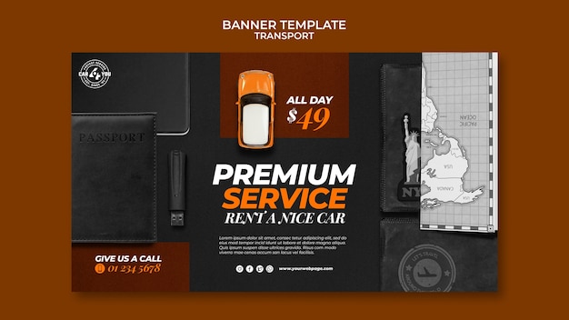 Car Rental Horizontal Banner Template Featuring a Toy Car – Free to Download