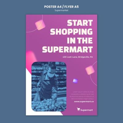 Supermarket Business Vertical Flyer Template – Download Free Stock Photo