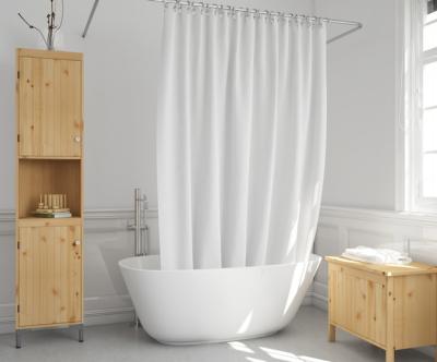 Stylish Bathtub with Curtain and Shelves – Free Stock Photo Download