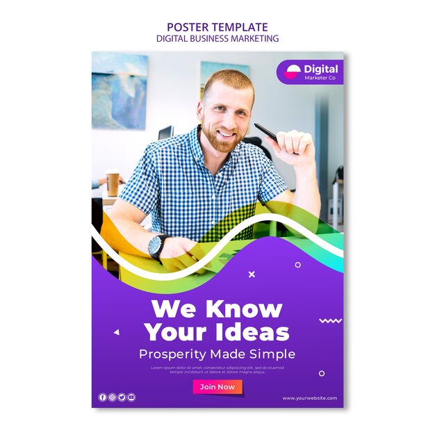 Digital Business Marketing Poster Template – Download Free Stock Photo