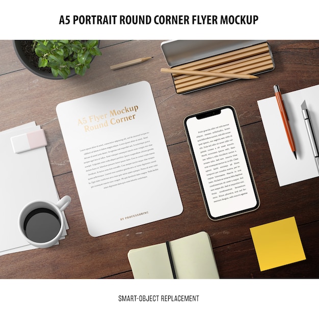 A5 Round Corner Flyer Mockup – Free Download