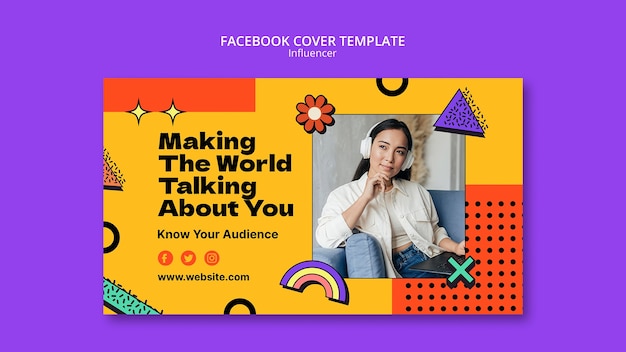 Facebook Cover Template for Influencer Content – Free Download