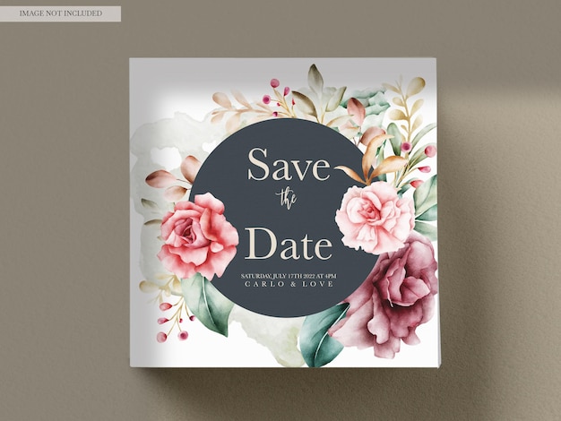 Handdrawn Watercolor Floral Wedding Invitation Card – Free Download