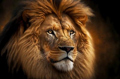 African Lion Portrait on Blurred Background – Free Download