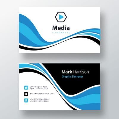 Creative Blue Wavy PSD Visit Cards with Color Variations – Free Download