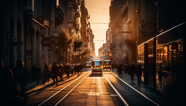 Blurred Motion of Illuminated City Life at Dusk – Free Download