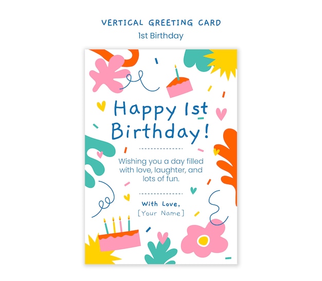 Flat Design 1st Birthday Template – Download Free Stock Photo