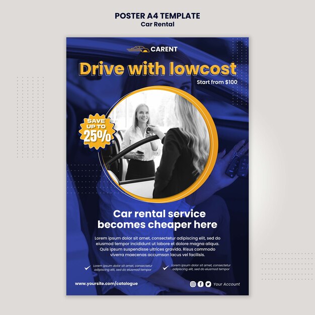 Car Rental Vertical Poster Template – Free Download