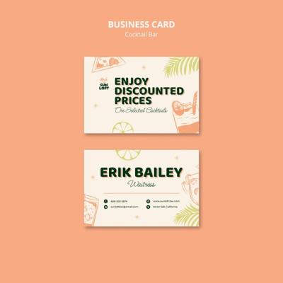 Cocktail Bar Business Card Design Featuring Delicious Drinks – Free Download