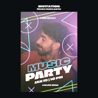 House Music Party Template Design – Free Download