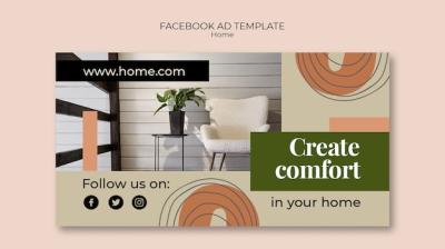 Flat Design Interior Design Facebook Template – Free to Download