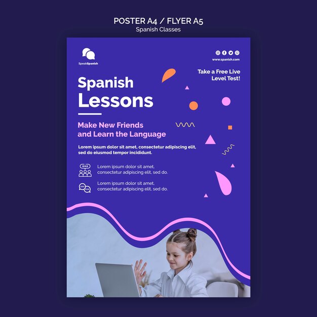 Spanish Classes Poster Template – Free Download