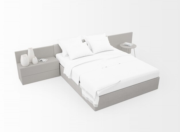 Modern Double Bed Mockup – Free Download Stock Photo